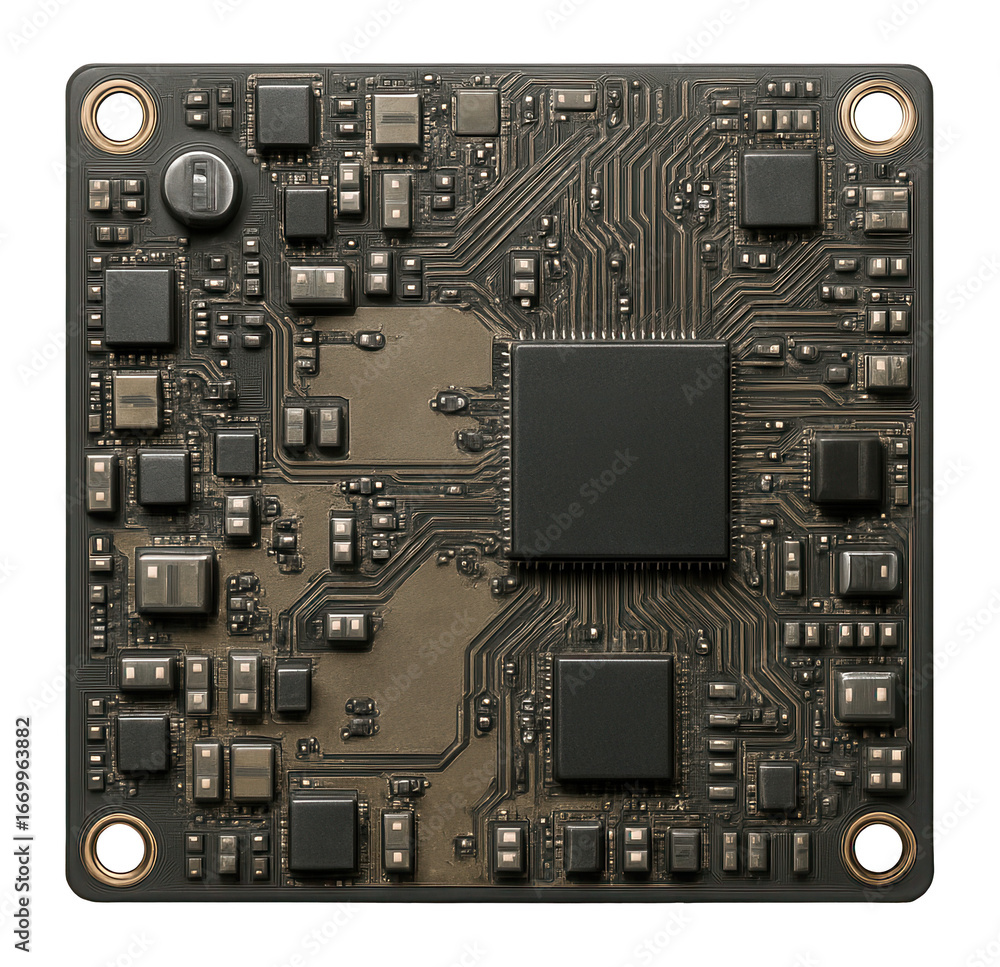 Fototapeta premium Square circuit board with a ground plane layer