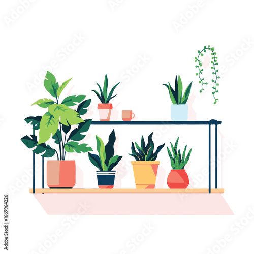 Indoor plant set in small flowerpots