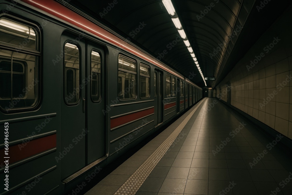 Fototapeta premium Empty subway train station tunnel