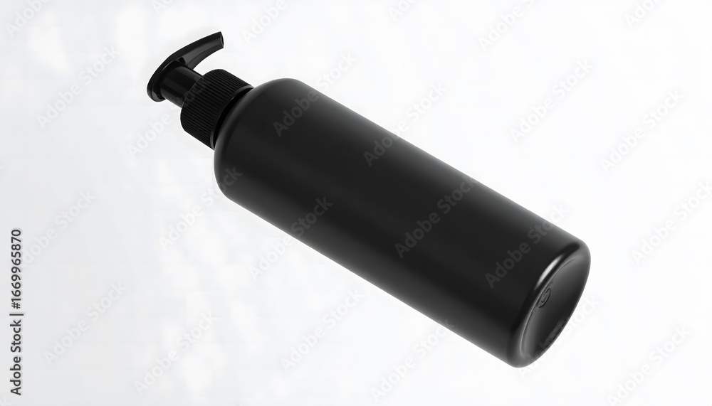 Fototapeta premium Black Pump Bottle Mockup Isolated on White Background