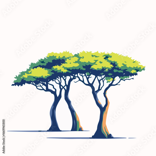 Mangrove tree forest in tropical wetland