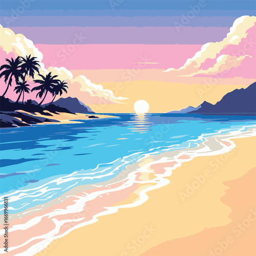 Coastal shoreline with ocean wave water