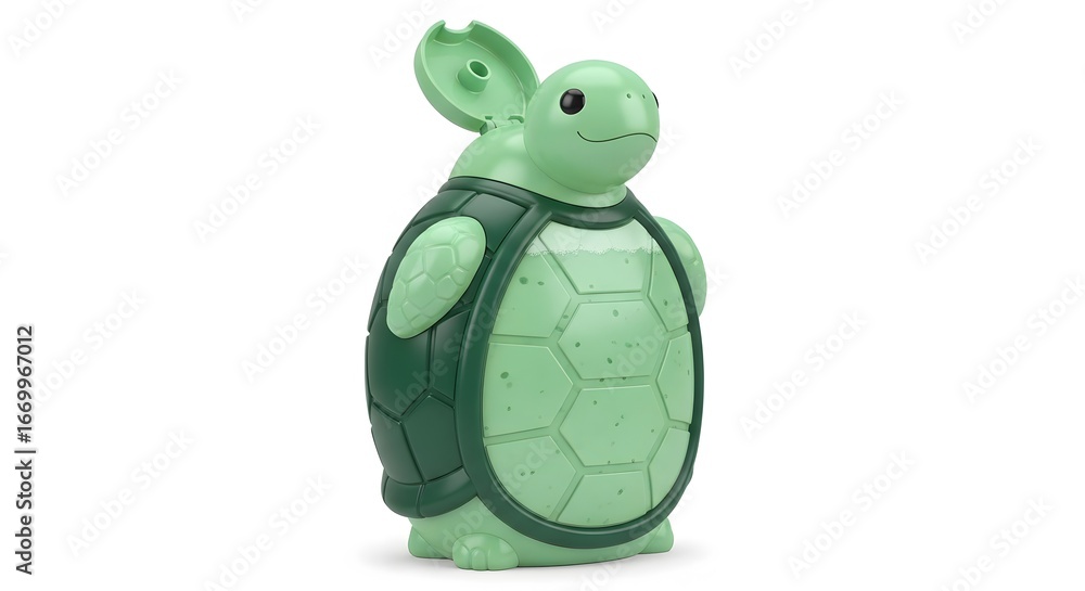 Fototapeta premium Turtle-Shaped Bottle with Soap, Isolated on White Background