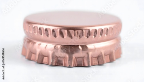 Rose Gold Bottle Cap Close-up Isolated on White Background