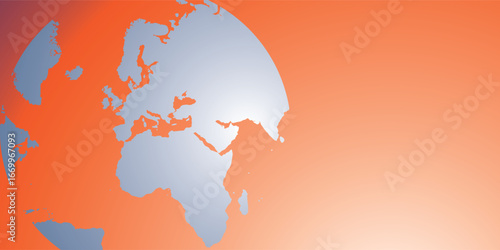 Abstract light blue world map continents with subtle grid texture.