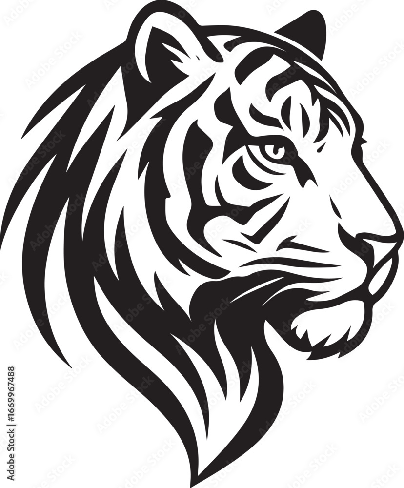 Obraz premium tiger vector in black and white