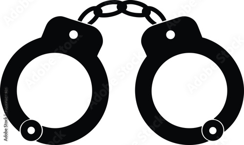 Shadow handcuffs vector icon.