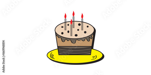 Delicious Chocolate Layer Cake with Lit Candles.