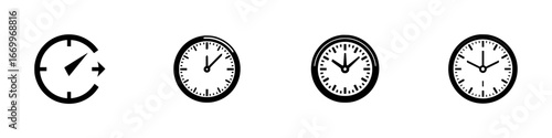 Clock Icons and Time Measurement Symbols, minimalist monochrome icons