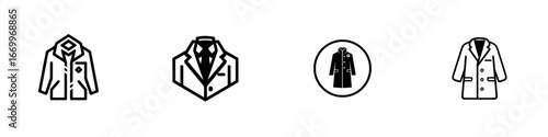 Lab Coat and Blazer Icons, minimalist monochrome icons