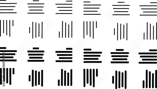 Align line icon set with solid black and outline vector illustration style. Collection of text alignment, justify, left, right, center, vertical, and formatting symbols for UI, UX, apps and web design