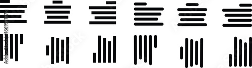 Align line icon set with solid black and outline vector illustration style. Collection of text alignment, justify, left, right, center, vertical, and formatting symbols for UI, UX, apps and web design