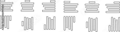 Align line icon set with solid black and outline vector illustration style. Collection of text alignment, justify, left, right, center, vertical, and formatting symbols for UI, UX, apps and web design