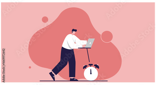 Man working on a laptop, symbolizing productivity, efficient time management, and meeting deadlines for business concepts.