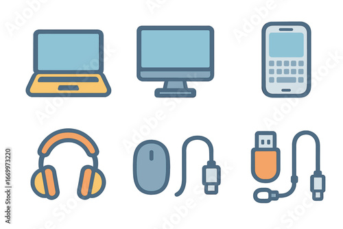 Children's Workspace Icons. Flat vector mini-illustrations proofreading workspace in colors children's illustrations: desk, lamp,
