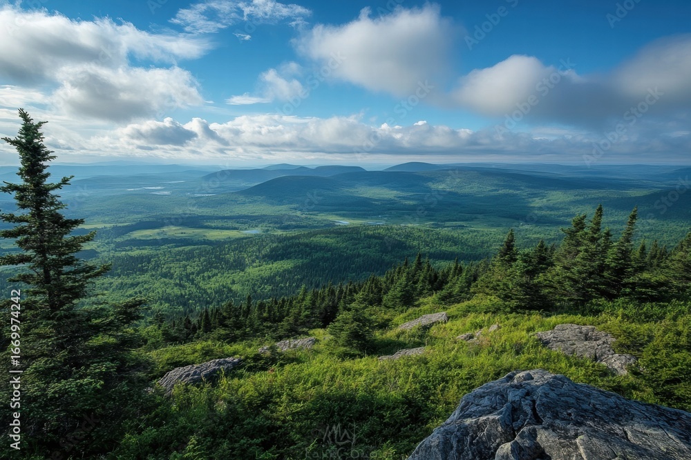 Obraz premium Scenic mountain valley with forest