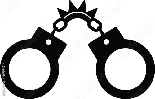 Broken handcuffs vector icon.