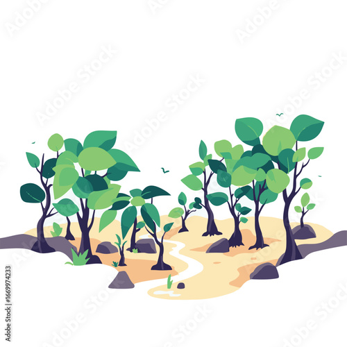 Group of mangrove trees in water