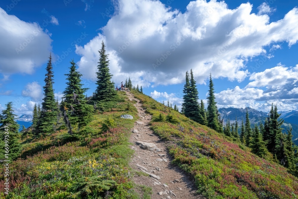 Obraz premium Scenic mountain path with forest trees