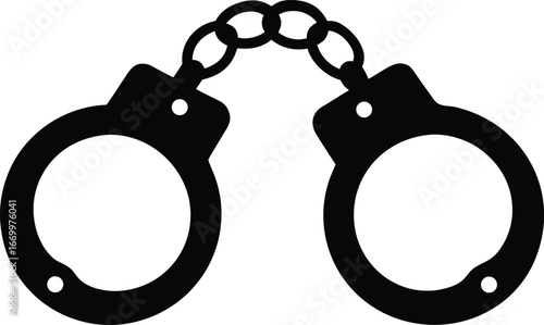 Filled handcuffs vector icon.