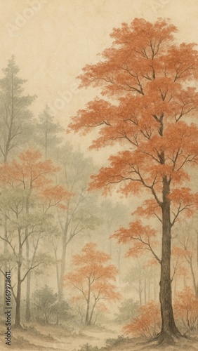 Serene autumn forest illustration