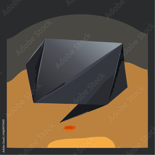 Black glossy origami blank bubble speech vector