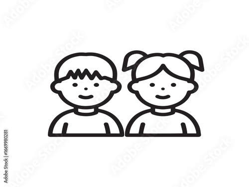 Cute Children Icon Designed in Playful Minimal Clean Vector Artwork