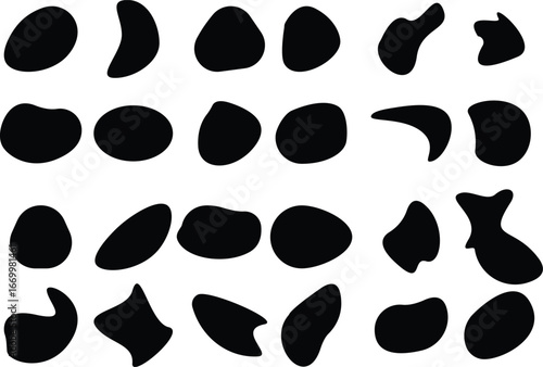  24 abstract blob set in black color abstract organic shapes 