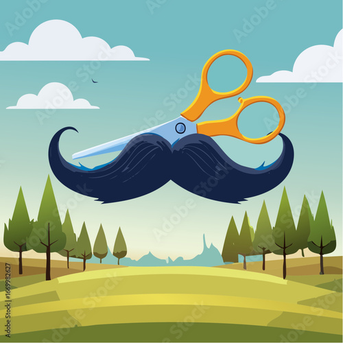 Mustache cut with the scissors vector