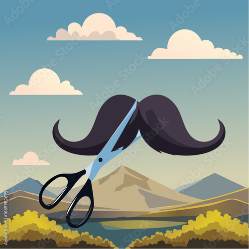 Mustache cut with the scissors vector