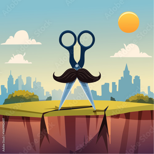 Mustache cut with the scissors vector