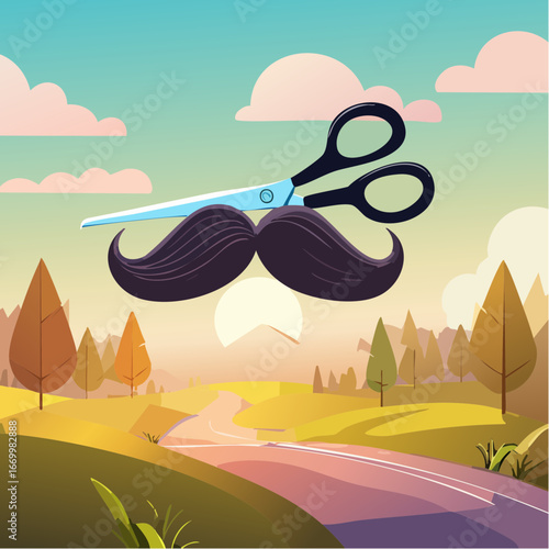 Mustache cut with the scissors vector