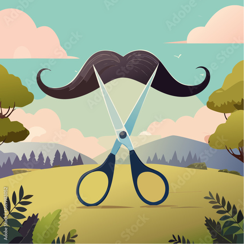 Mustache cut with the scissors vector
