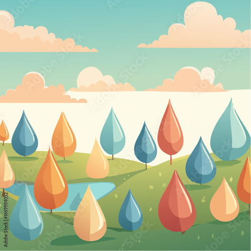 Repetitive background with tear shape elements vector