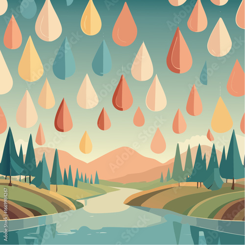 Repetitive background with tear shape elements vector