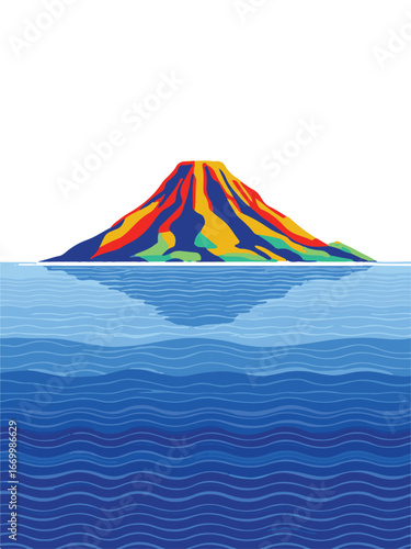 Active Volcano Eruption with Sunset Background