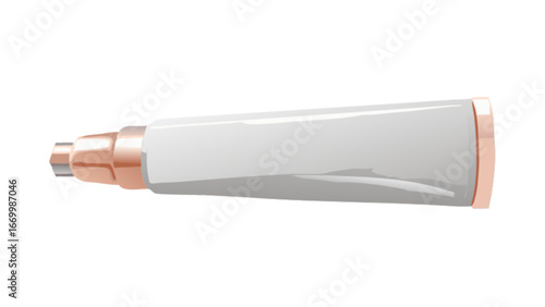 Sleek white tube with rose gold accents for skincare, lotion, or cosmetic product mockups, perfect for branding and modern minimalist design projects, originally a scalable vector graphic