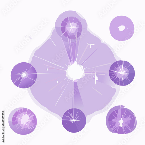 Set of different sparkling violet light effects