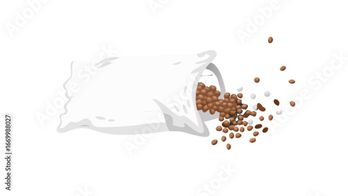 Invigorating coffee beans spilling from a rustic sack, promising a delightful morning brew, showcasing freshness and natural goodness for coffee lovers everywhere