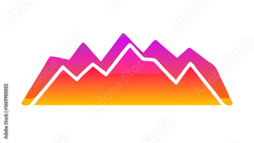 Stunning mountain range outline with vibrant gradient, perfect for outdoor adventure branding, travel promotions, or energetic designs with scalable vector graphics