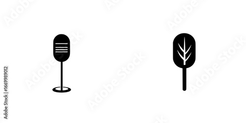 Two minimalistic icons representing a traffic signal and a tree in a simplistic design against a white background