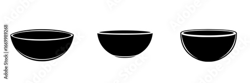 Unique design variations of simple black bowls observed during an art exploration session in a creative studio
