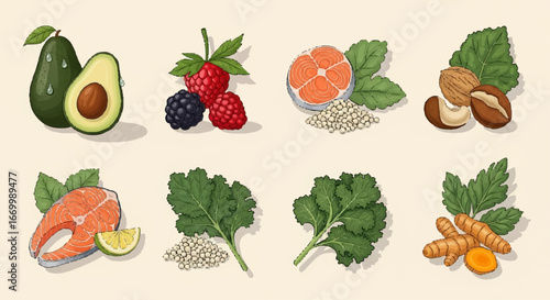 Healthy Food Ingredients Icon Collection