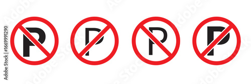 No parking sign red circle with slash traffic regulation