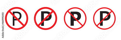 no parking prohibited sign on white background