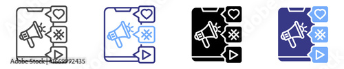 social media marketing icon set multiple style