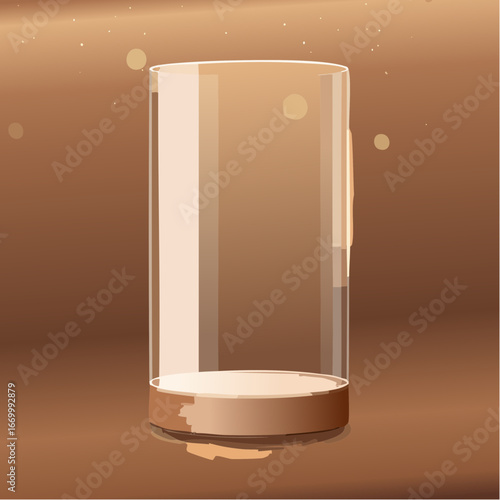 Glass shining empty banner on brown background