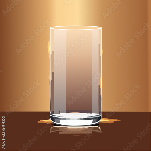 Glass shining empty banner on brown background