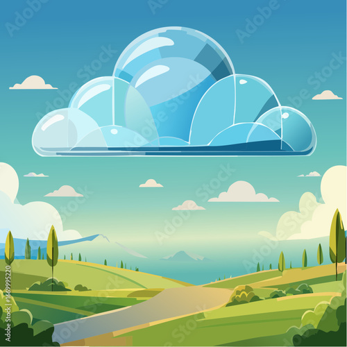 Glass cloud shape vector