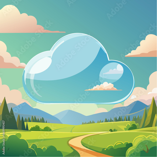 Glass cloud shape vector
